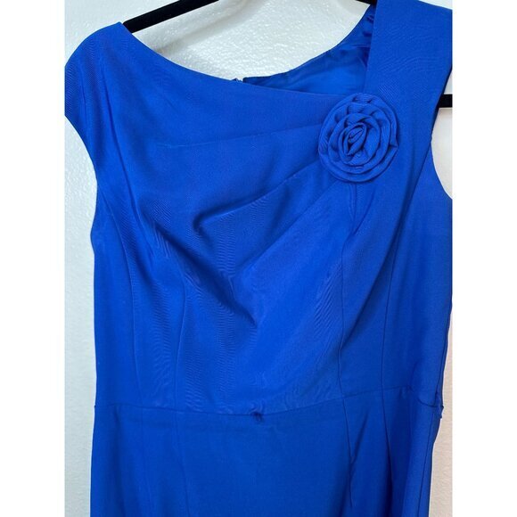 Dressbarn Womens Blue Dress 10 midi dress sleeveless polyester‎ zipper flower - Picture 3 of 9